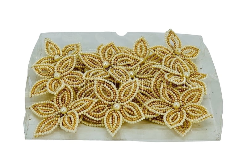 Pearl & gold beads flower (7 strings)