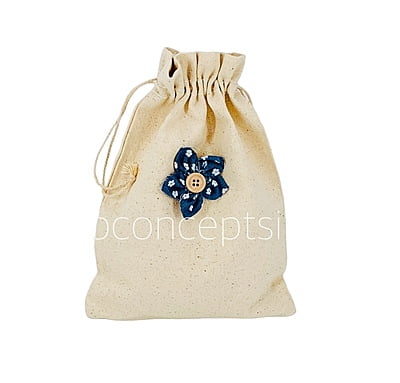 Denim Blue with Buttoned Centre.