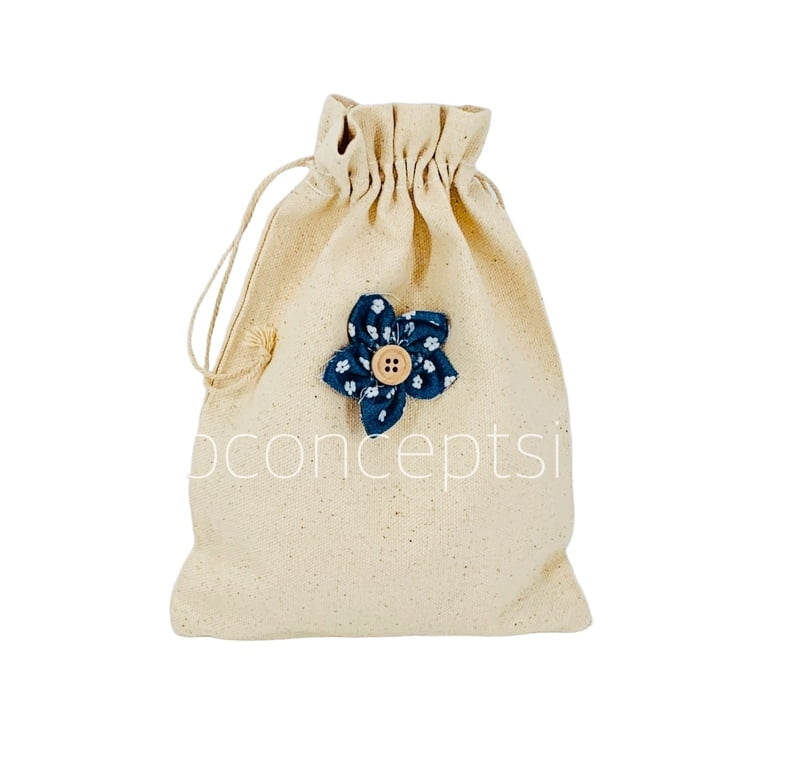 Denim Blue with Buttoned Centre.