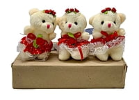 Small Teddy With Dress & Bow - Multicolour