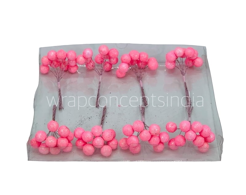 Pink Glitter Holly Sticks