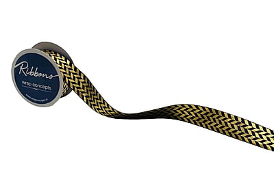Gold Foil Herringbone Satin Ribbon