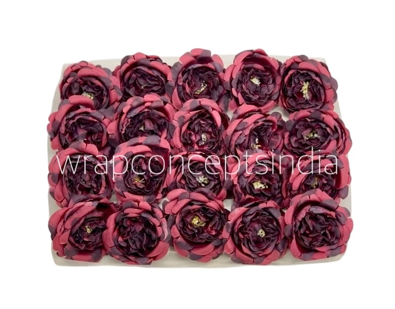 Deep Maroon Small Ornate Peonies