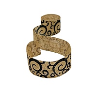 Burlap ribbon with Black Swirls