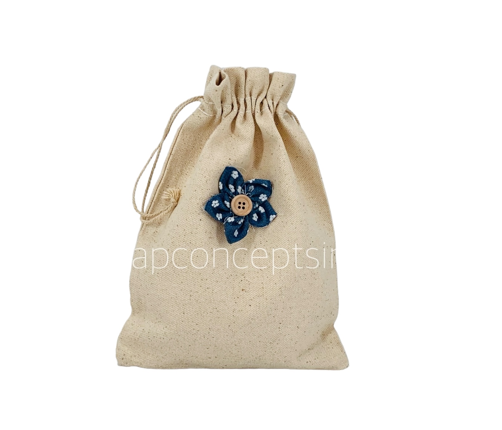 Denim Blue with Buttoned Centre.
