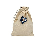 Denim Blue with Buttoned Centre.