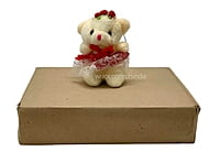 Small Teddy With Dress & Bow - Multicolour