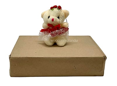 Small Teddy With Dress & Bow - Multicolour