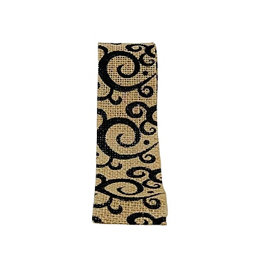 Burlap ribbon with Black Swirls