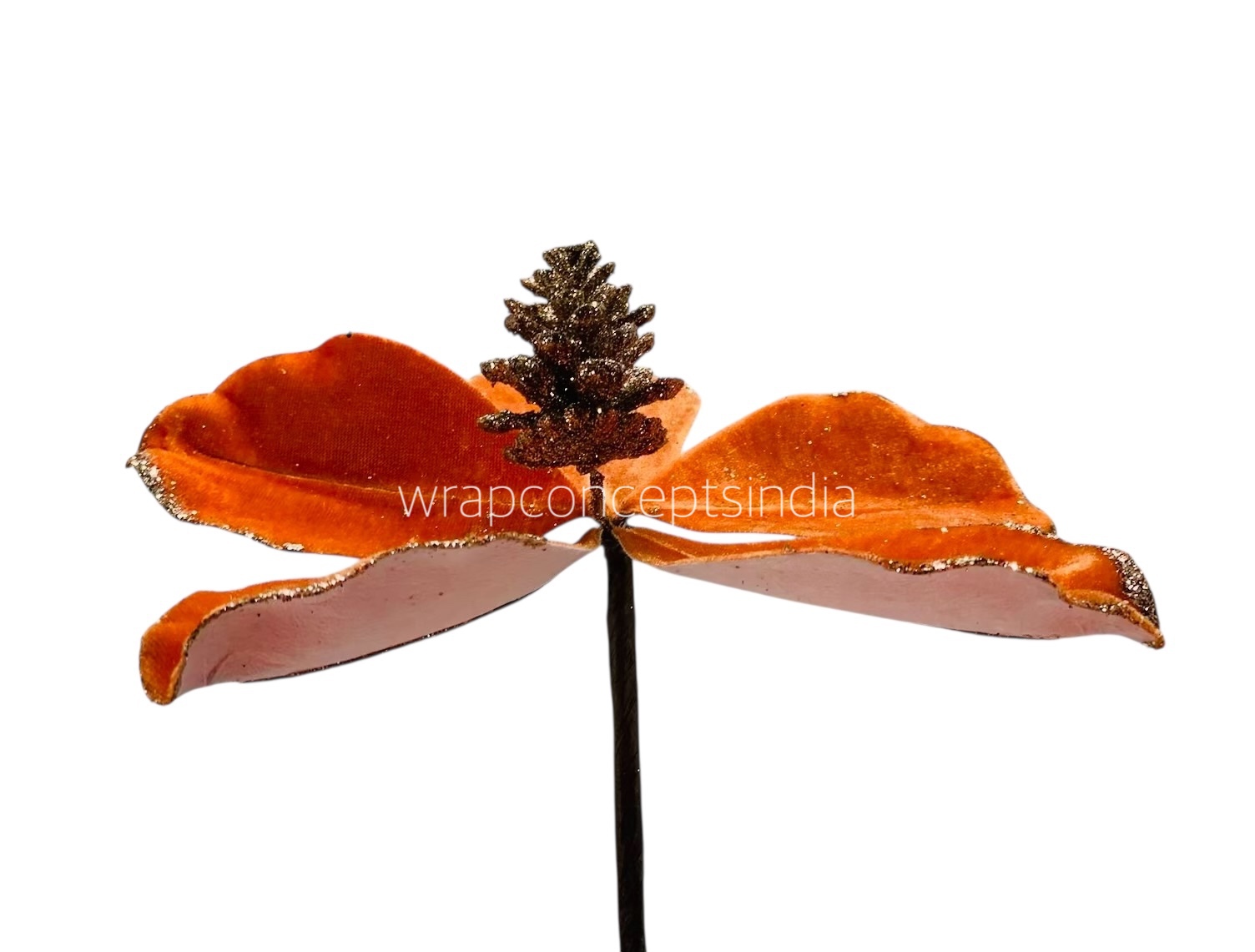 Velvet Flower with Gitter Pine Center-Tangerine