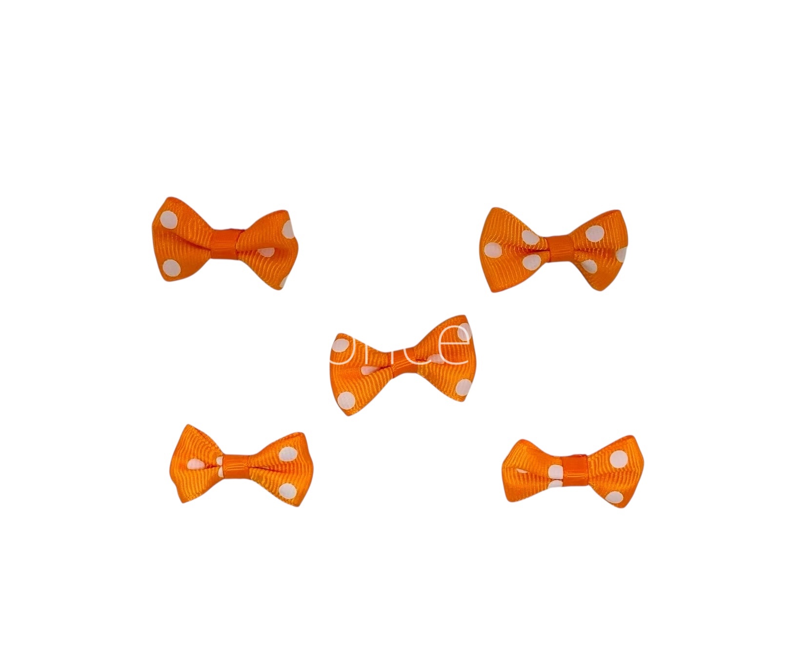 Polka Bow Big - Orange with White