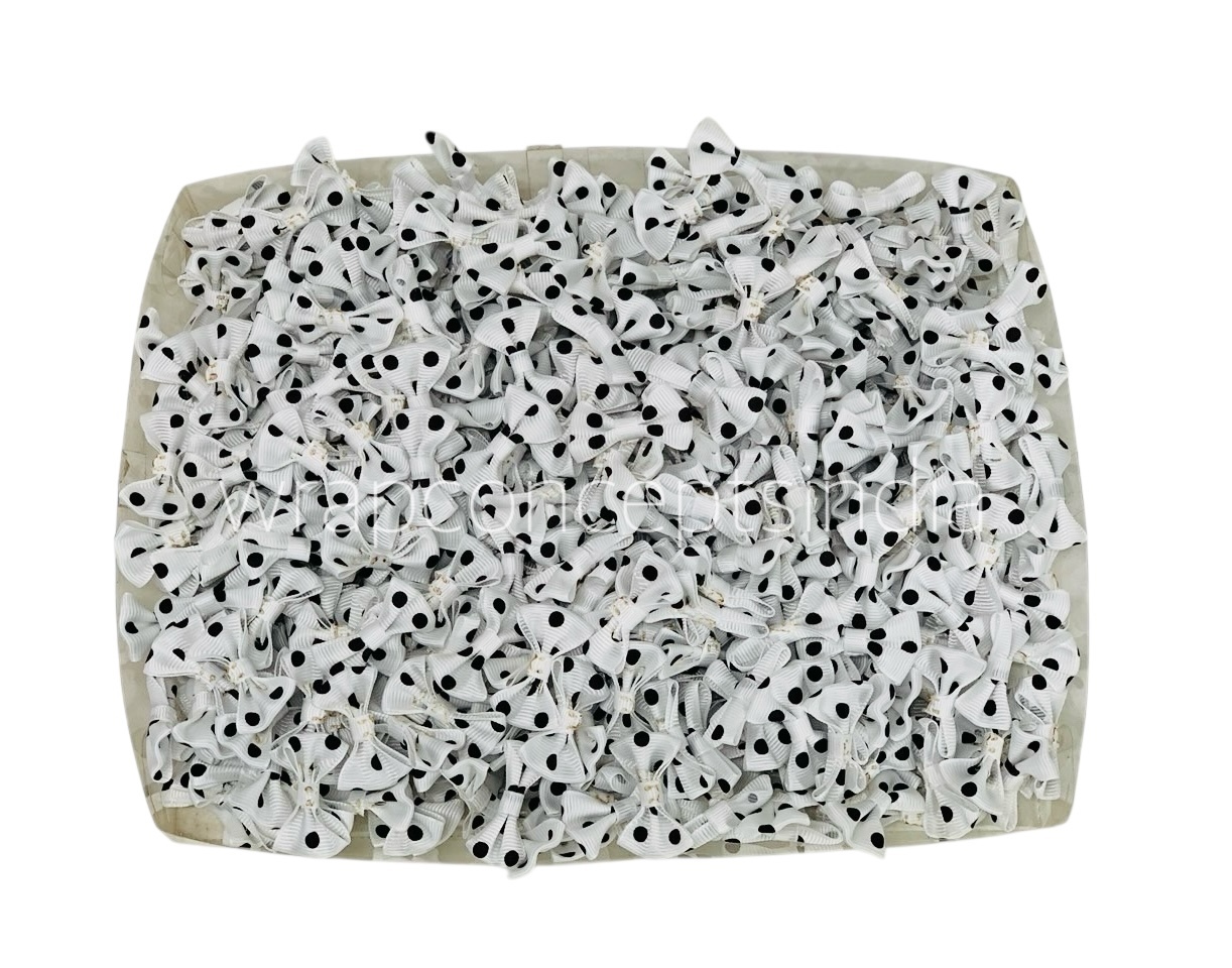 White with Black Polka Dot Bows