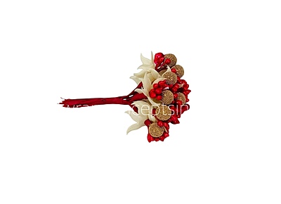 Red Textured Pearl Berry Sprigs