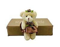 Teddy With Dress & Bow - Multicolour