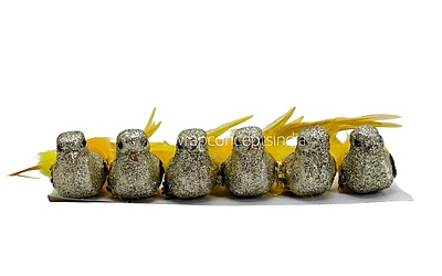 Glittery Birds with Feather Tails