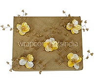 Dual Acrylic Flowers with Pearl Add-ons-Dk. Peach