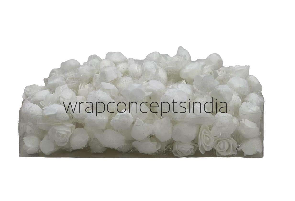 Small Foam Roses with Net - White