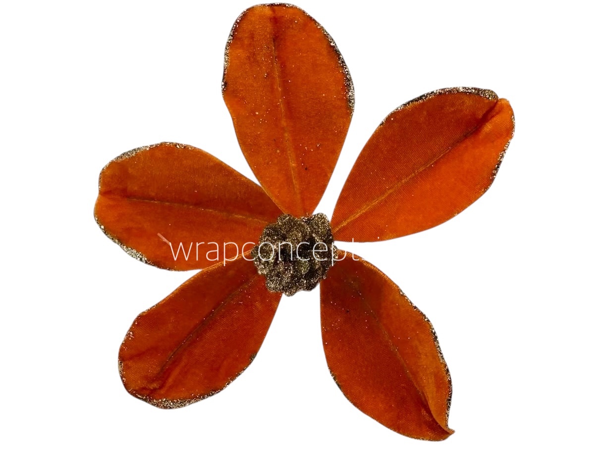 Velvet Flower with Gitter Pine Center-Tangerine