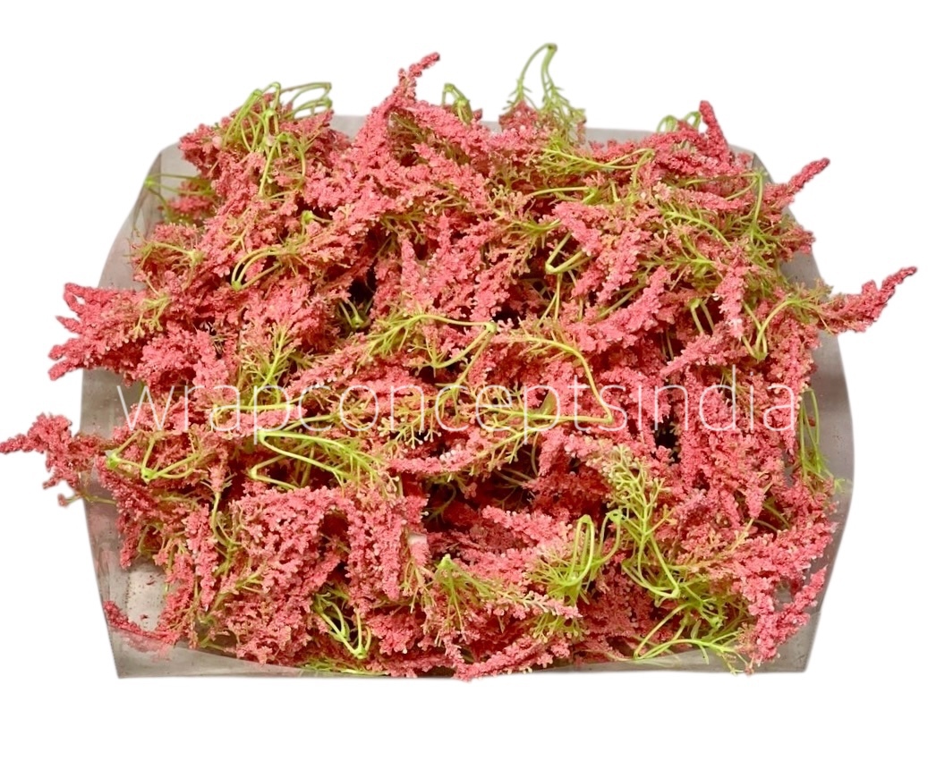 Trio Frosted Fern Leaves - Flamingo