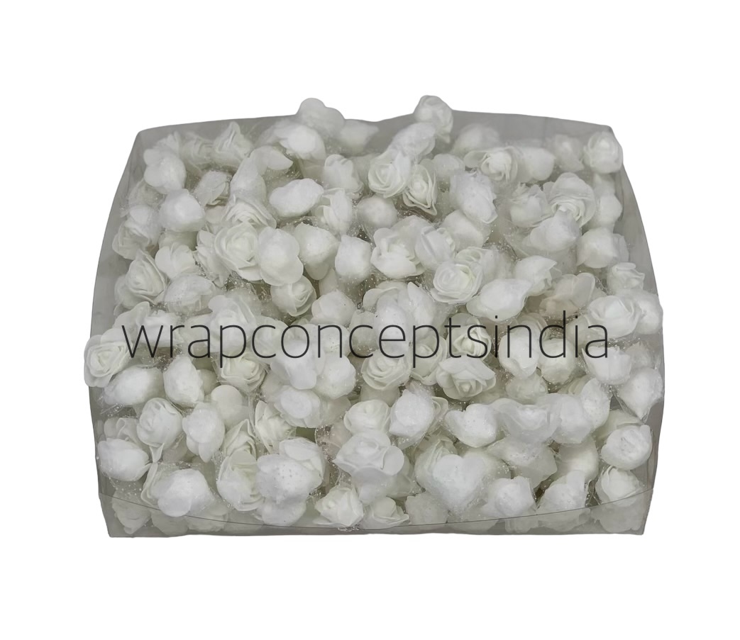 Small Foam Roses with Net - White