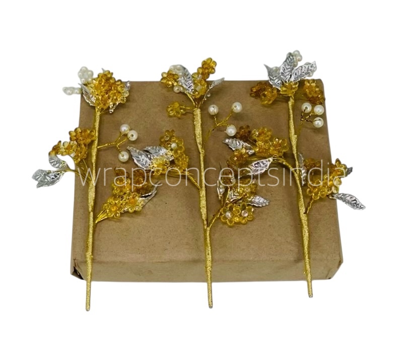 Stone & Pearl Flowers Stick Add-ons - Multicolour