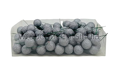 Silver Glitter Faux Balls - 30 MM