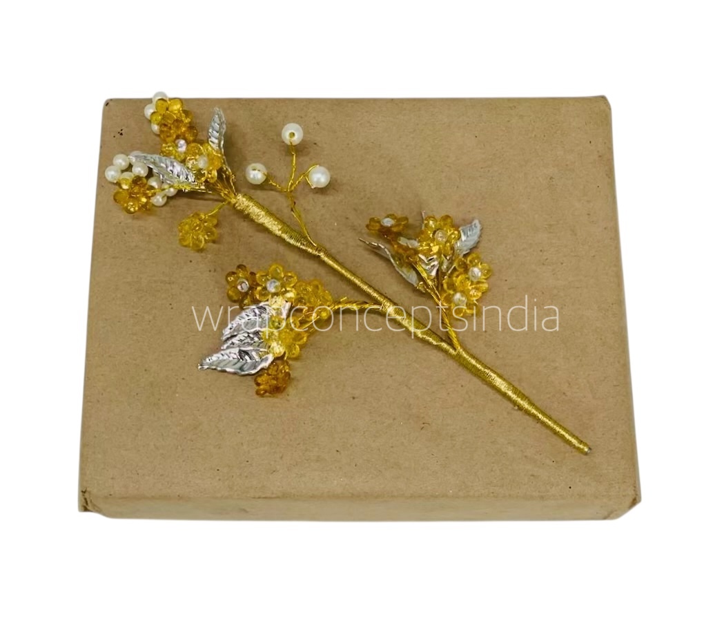 Stone & Pearl Flowers Stick Add-ons - Multicolour
