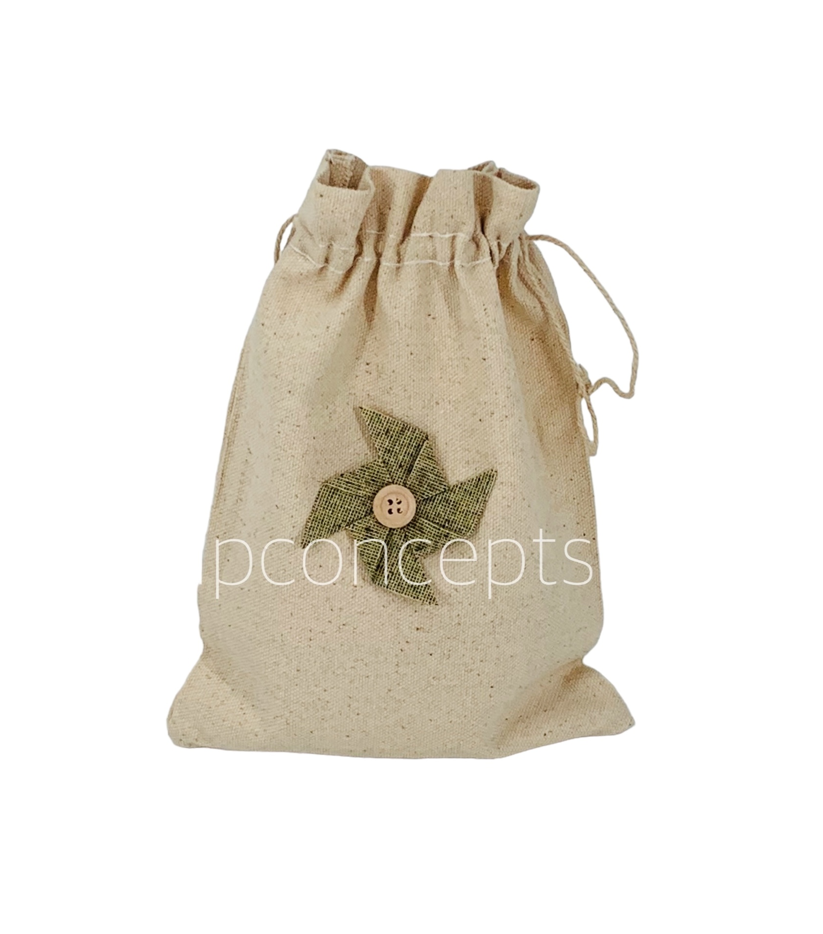 Fan shaped flower with buttoned-Olive Green