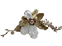 Gold & White Flower with Glitter Ferns