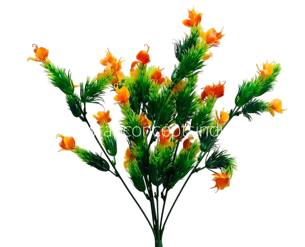 Green Fern Bunch with Tangerine Flowers