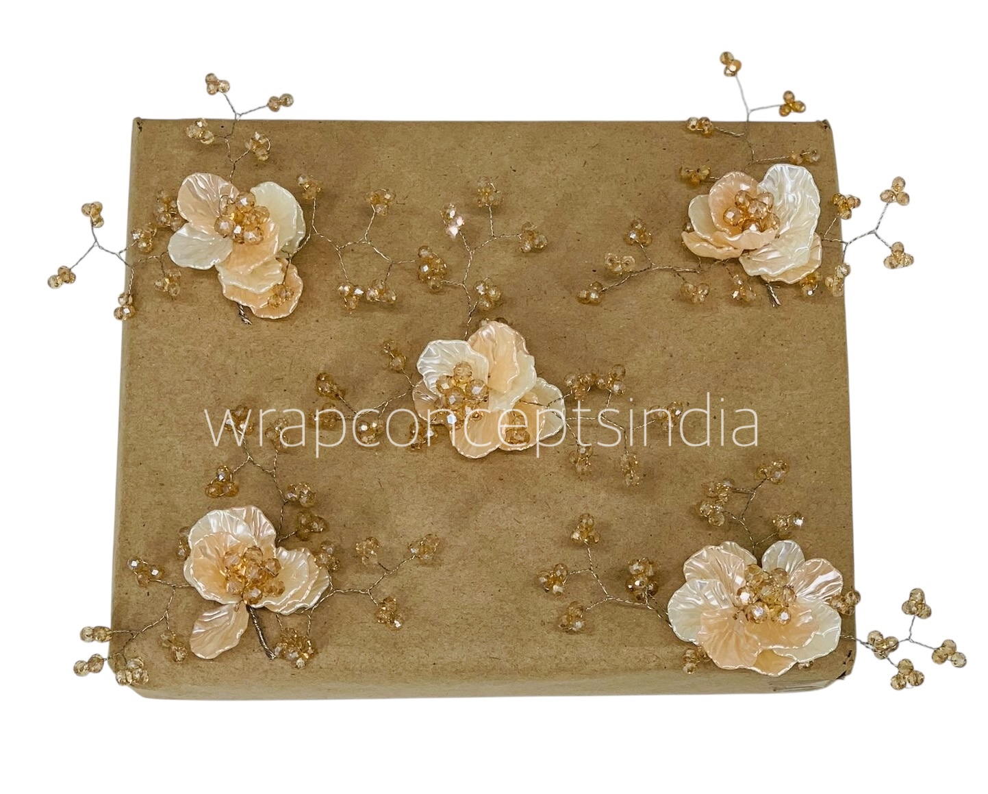 Dual Acrylic Flowers with Pearl Add-ons-Dk. Peach