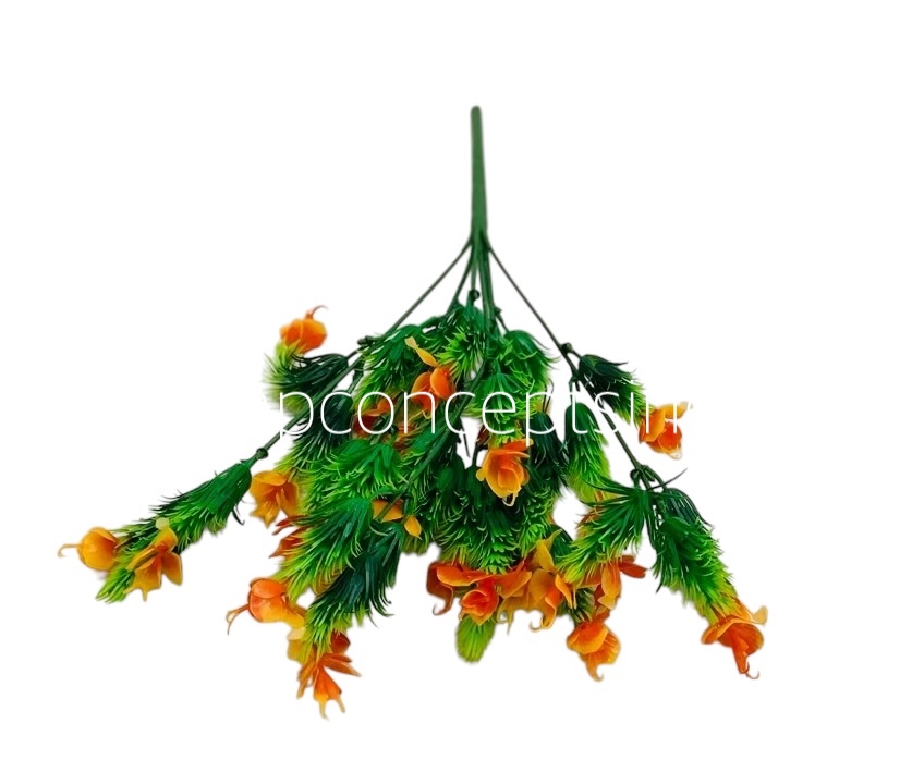 Green Fern Bunch with Tangerine Flowers