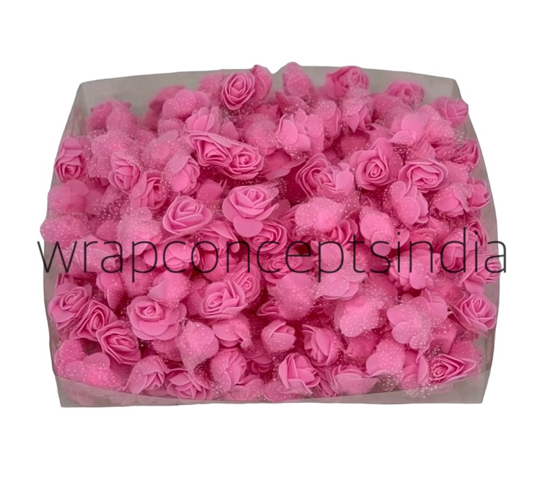 Small Foam Roses with Net -Pink
