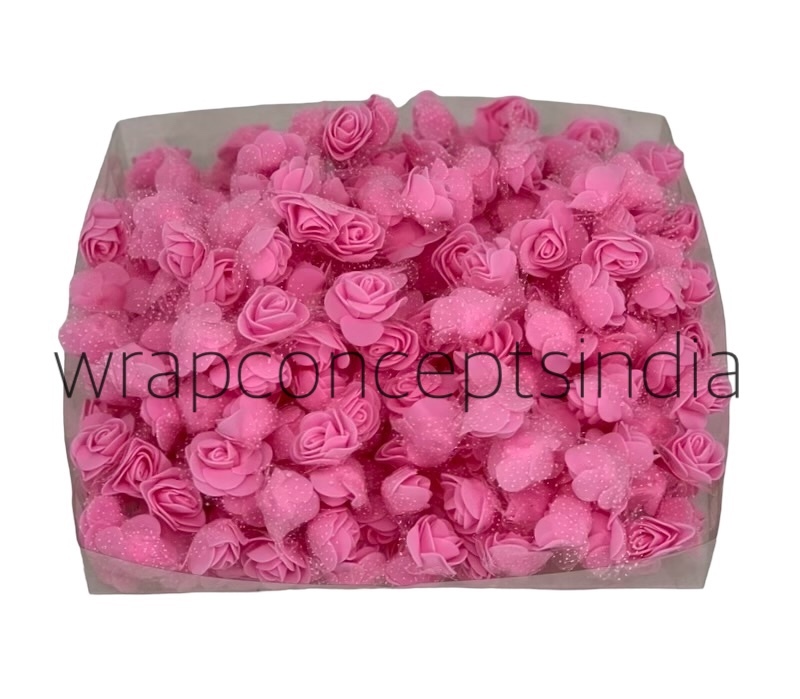 Small Foam Roses with Net -Pink