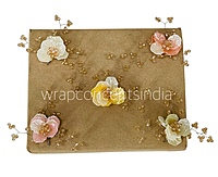 Dual Acrylic Flowers with Pearl Add-ons-Dk. Peach