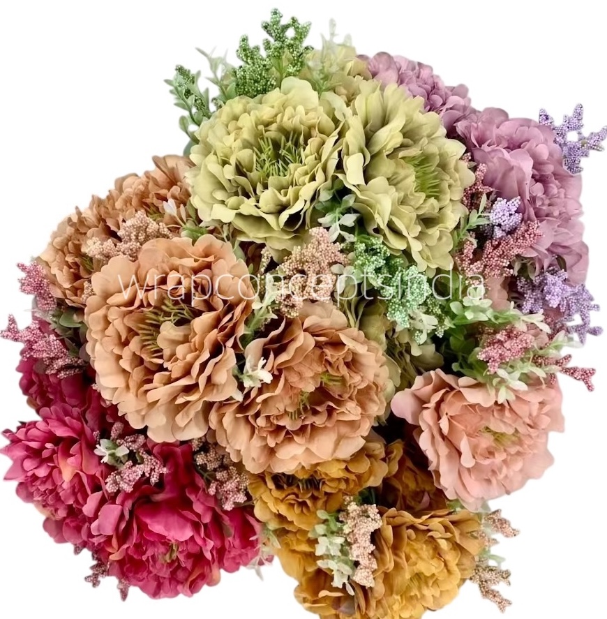 Tall Open Peony Bunch - Multicolour