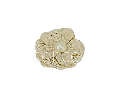 Jute Burlap Hessian Flower with Faux Pearl