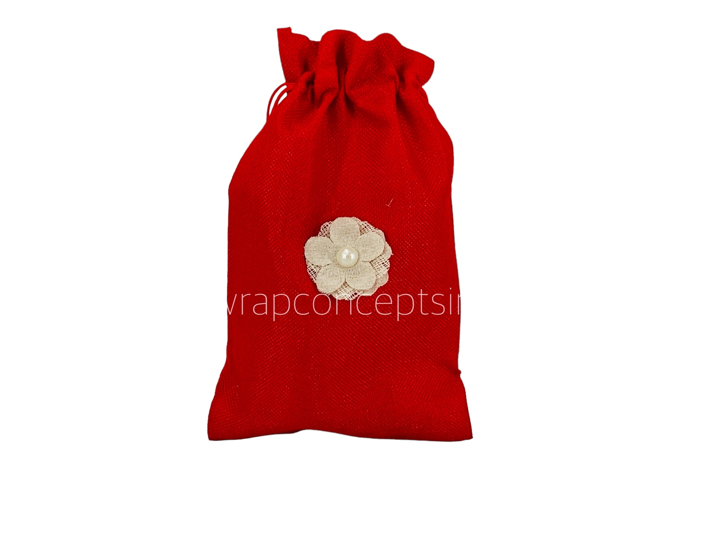 Jute Burlap Hessian Flower with Faux Pearl