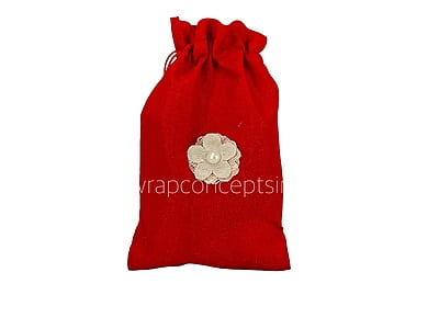 Jute Burlap Hessian Flower with Faux Pearl