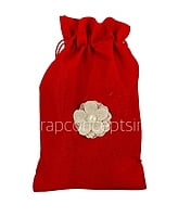 Jute Burlap Hessian Flower with Faux Pearl