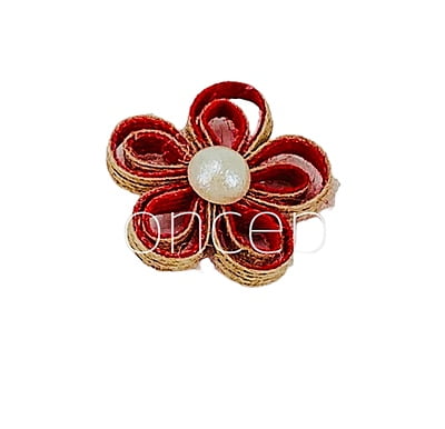 Burlap Rope Tied Flower with Faux Pearl