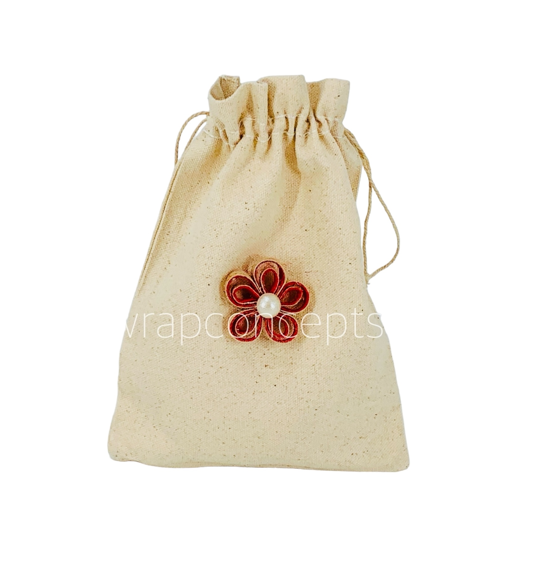 Burlap Rope Tied Flower with Faux Pearl