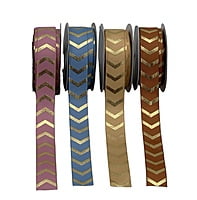Gold Foil Chevron Grosgrain Ribbon