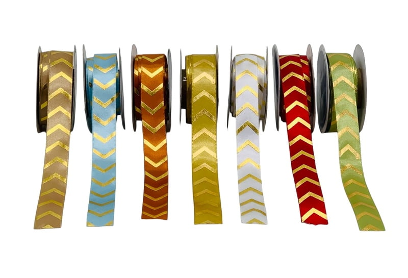 Gold Foil Chevron Satin Ribbon