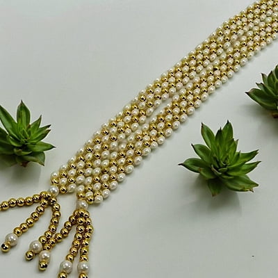 Oval Pearl & Gold Chain Bandhanwar