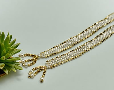 Round Pearl Chain with Gold Edges for Bandhanwar