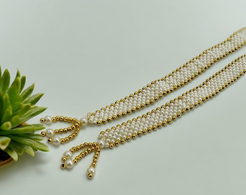 Round Pearl Chain with Gold Edges for Bandhanwar