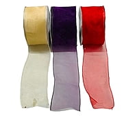 Lemon Sheer Ribbon with Wired Edges - 7cms