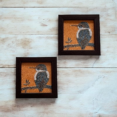 Zardozi Kingfisher Wooden Coaster (Set of 2)