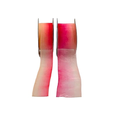 Candy Pink to Peach Ombré Sheer (2.5 & 4 cms)